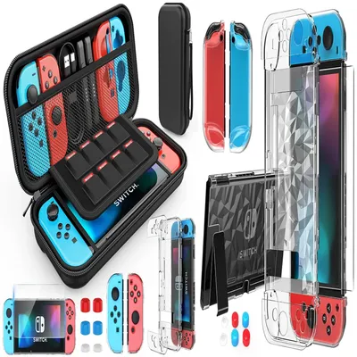 HEYSTOP Switch Case Compatible with Nintendo Switch, 9 in 1 Switch Accessories kit,HD Screen