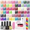 Limegirl 8ml Gel Nail Polish Set with Base Coat Top Coat Pink Glitter Semi-Permanent UV Led Gel