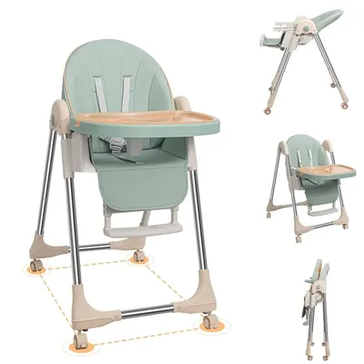 Baby High Chairs for Babies and Toddlers with Adjustable Backrest/Footrest/Seat Height,Foldable High