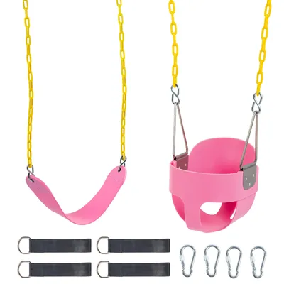 LALAHO EVA+ Iron Swing + Hanging basket swing combination Pink Baby Swing