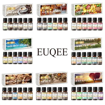 EUQEE 6PCS Fragrance Oils Set-10ML Pumpkin Pie, Coconut Cream, Snickerdoodle, Coffee Cake, Blueberry