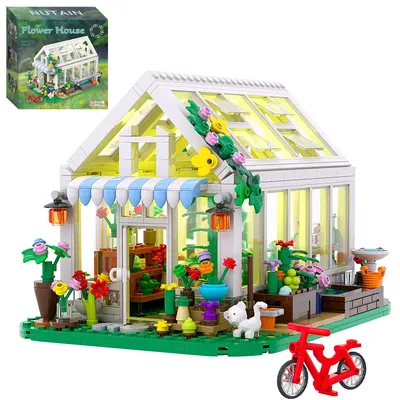 Building Blocks Flower House with Led Light- Inspire Creative Play and Gardening Skills - Perfect