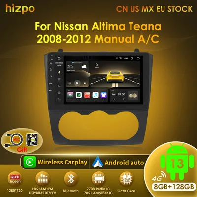 Hizpo AI Voice Android 13 For Nissan Altima Teana 2008 2009 2010 2011 2012 Manual A/C Car Radio Multimedia Player Navigation GPS