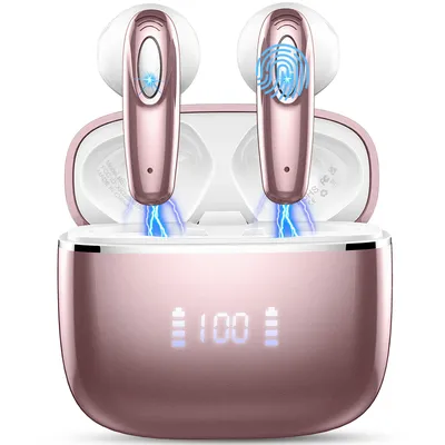 DRSAEC Wireless Earbuds, Bluetooth 5.3, 4 ENC Noise Canceling Mic, 40H LED Display Charging Case,