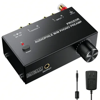 Phono Turntable Preamp Mini Electronic Stereo Audio Phonograph Preamplifier RCA With Volume Knob