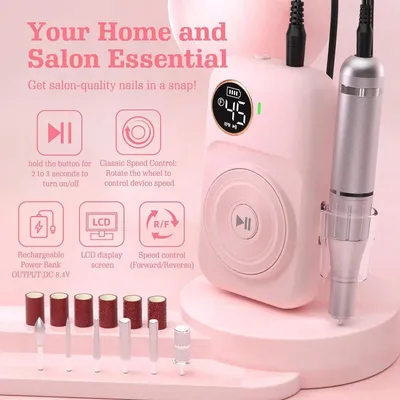 Electric Nail Drill Kit, Low Noise, Low Heat, Low Vibration, Professional Acrylic Nail Drill Machine