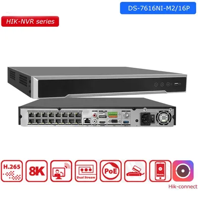 Hikvision 16CH POE 8K NVR replace DS-7616NI-M2/16P 2SATA interface for HDD Surveillance Video