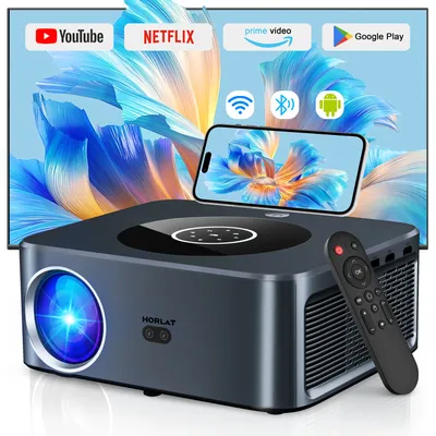 HORLAT Android Projector 25000 Lumen 4K Beamer Full HD 1080P Video Home Theater Auto Keystone 5G WiFi Portable Proyector 3D Film