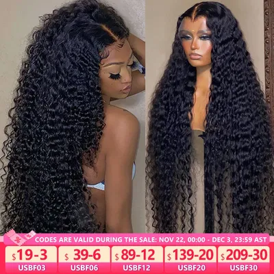 32 34 36Inch Deep Wave 13x6 13x4 Lace Front Human Hair Wigs Water Curly Lace Frontal Wig Glueless 4x4 Lace Closure Wigs