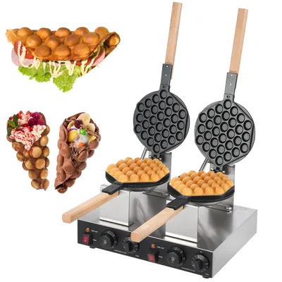 2pcs Bubble Waffle Maker, Electric Non Stick Egg Waffler Maker, 1400W Double-sided Heating Bubble