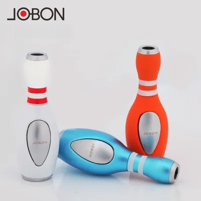 Jobon Bowling Ball Shaped Butane Gas Lighter Metal Outdoor Windproof Blue Flame Jet Turbine Torch Lighter Ornaments Gift