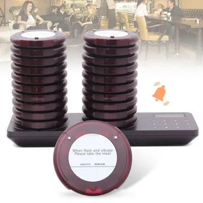 110V Restaurant Wireless Guest Paging System 20 Beepers Queuing Calling Pagers Restaurant Buzzers