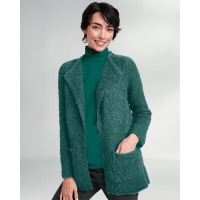 Appleseeds Women's Luxe Bouclé Open Cardigan - Green - XLPS - Petite Short