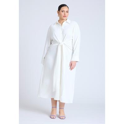 Plus Size Women's Tie Front Oversized Shirt Dress by ELOQUII in Barbados Cherry (Size 16)