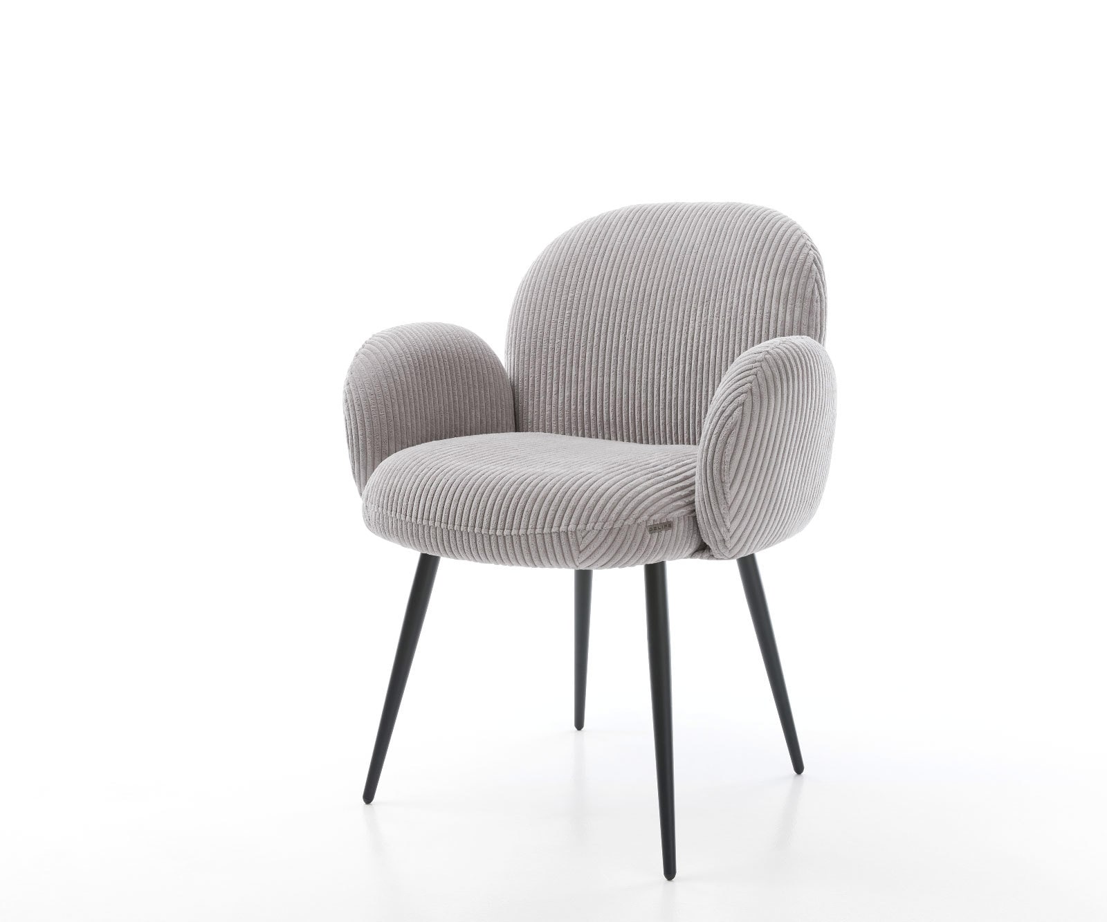 DELIFE Esszimmerstuhl Nube-Flex mit Armlehnen Cord Silbergrau 4-Fuß konisch Schwarz Taschenfederkern, Esszimmerstühle Image