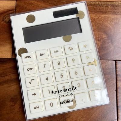 Kate Spade Office | Kate Spade New York Gold Dot Calculator Nwt | Color: Cream/Gold | Size: 5.5 Inches X 4.1 Inches