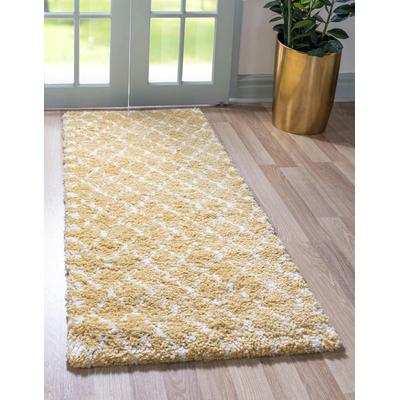 Hochflor-Läufer "Temara Shag Lagerräumung", gelb (gelb, elfenbeinfarben), B:79cm H:51mm L:305cm, Polypropylen (PP), MYFLAIR MÖBEL & ACCESSOIRES, Teppiche, Teppich-Läufer, gewebt, weich & kuschelig Image