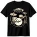 Vintage Drum Set Black T-Shirt with Foutuou & Sreibyue Design