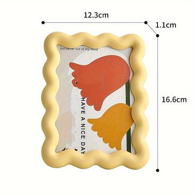 TEMU 1pc Photo Frame, Resin Room Desktop Cute Photo Frame Creative Decoration, For Living Room Office Decor Image
