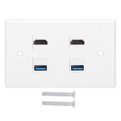 2 Anschlüsse hdmi & usb Keystone Wandplatte hdmi Buchse auf Buchse Schnallenmontage Wandsteckdose Image