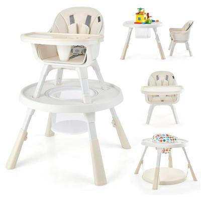 6-in-1 Babyhochstuhl höhenverstellbar, mit Sicherheitsgurt, Doppeltablett & Aufbewahrungsbehälter, Image
