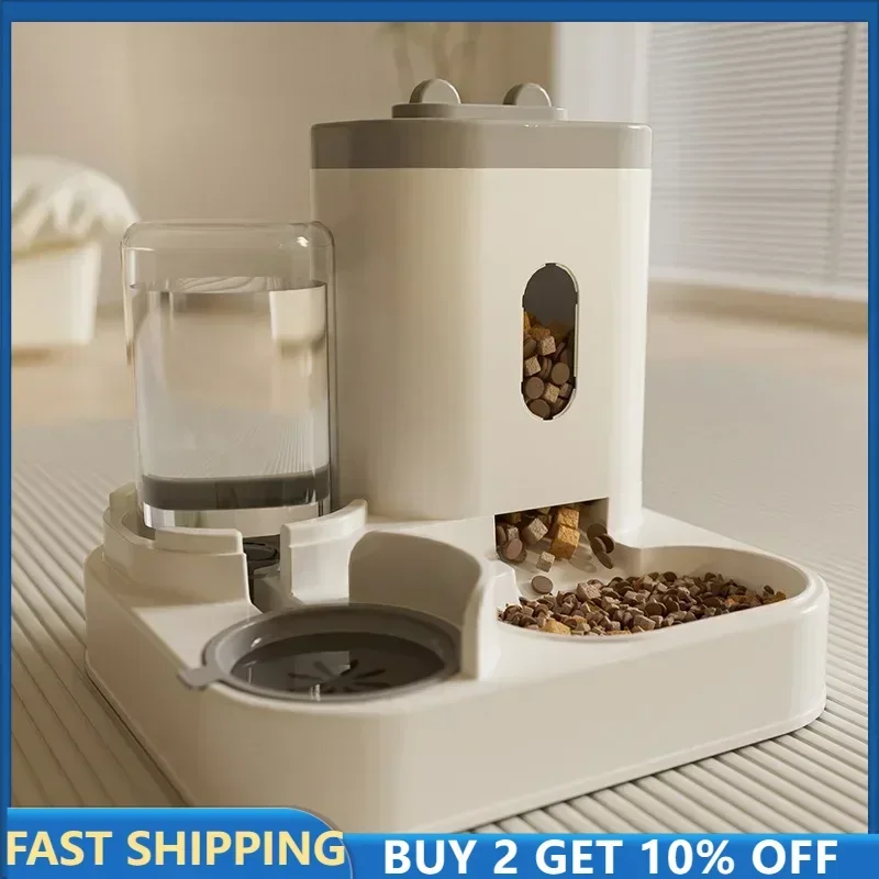 Mangeoire automatique bol de nourriture pour chien et chat avec fontaine d'eau grande capacité distributeur de stockage des aliments pour animaux de compagnie conteneur accessoires pour animaux de