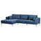 Ecksofa Blau Stoff L-förmig 3-Sitzer Sofa Rechtsseitig mit Losen Kissen Schwarzen Metallfüßen Wohnzimmermöbel Modern Wohnecke Sitzecke