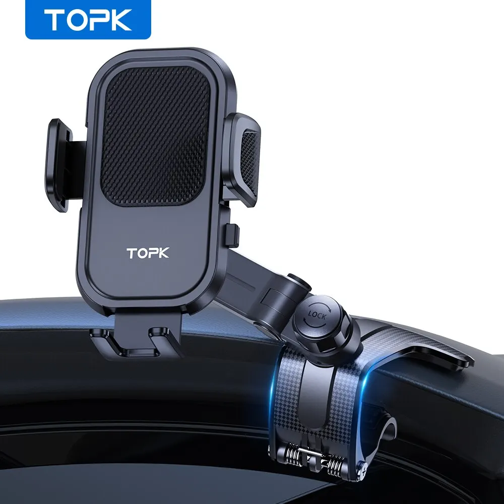 TOPK support de téléphone de voiture pour tableau de bord [multi-angles et Stable] support de téléphone portable de voiture réglable Clip en Silicone antidérapant pour Smartphone