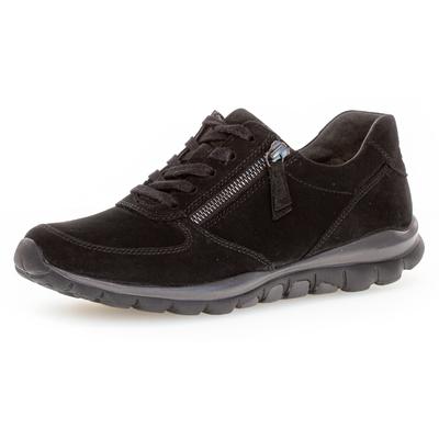 Keilsneaker GABOR ROLLINGSOFT, Damen, Gr. 37, schwarz, Nubukleder, unifarben, sportlich, Schuhe Sneaker, Freizeitschuh, 