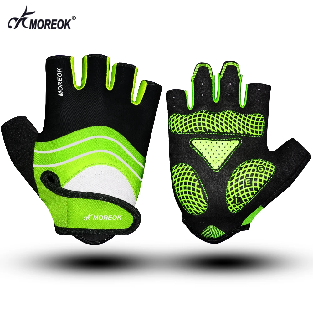 MOREOK-Gants de vélo demi-doigt respirants, sports de plein air, VTT, vélo de route, coussinets de 5mm, anti-aldes, cyclisme, fitness