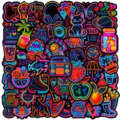 10/30/50 stücke Coole Cartoon Neon Licht Graffiti Aufkleber Ästhetische Aufkleber Dekoration Telefon Wasser Flasche Koffer Wasserdicht Aufkleber Image