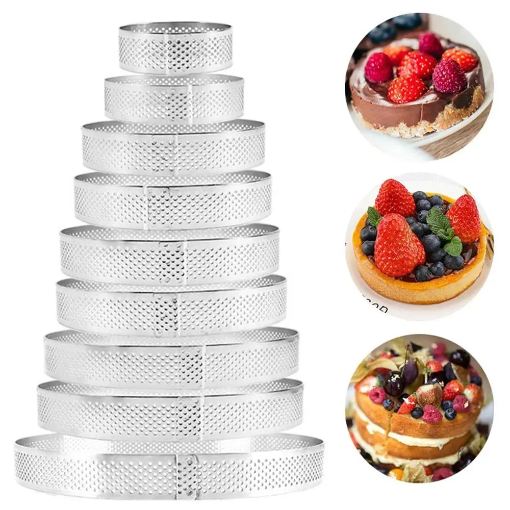 Edelstahl Törtchen Formen Back geschirr Mousse Kreis Form Torte Ring Kuchen form Backen Französisch Dessert Obst kuchen Tarte Tatin Werkzeug Image