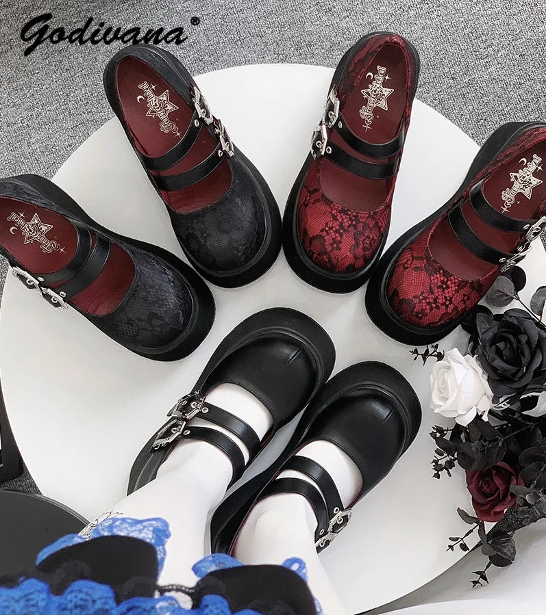 Retro Rundkopf Punk Flach mund Plattform Schuhe Subkultur Muffin Bodenhöhe Erhöhung Frauen Schuhe Pumps
