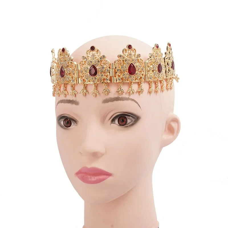 Wasser tropfen Strass Frauen Haar kette in Goldfarbe Algerien Dubai Hochzeits schmuck ethnischen muslimischen Braut Haarschmuck Image