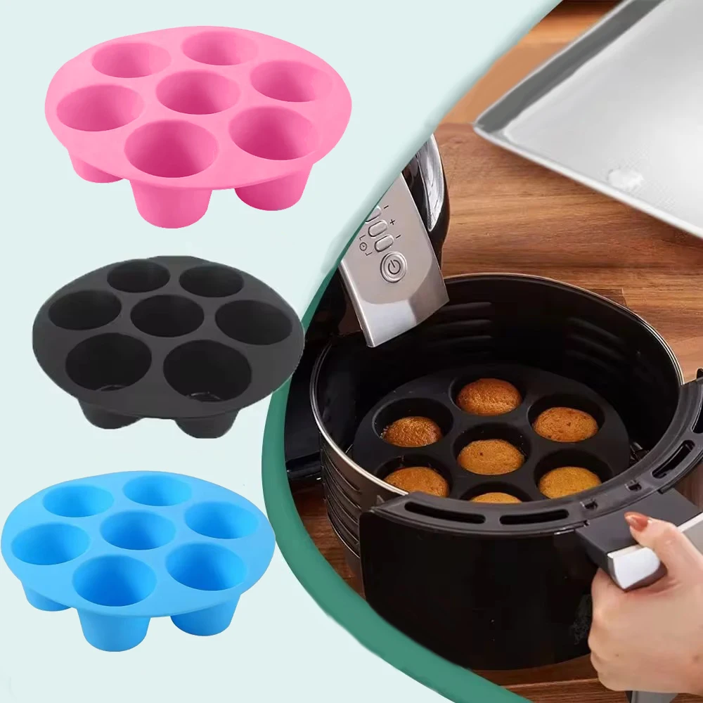 Silikon 7 Löcher Kuchen form Home Party Back utensilien DIY zylindrische Form Luft fritte use Zubehör Backwerk zeuge Kuchen formen Image