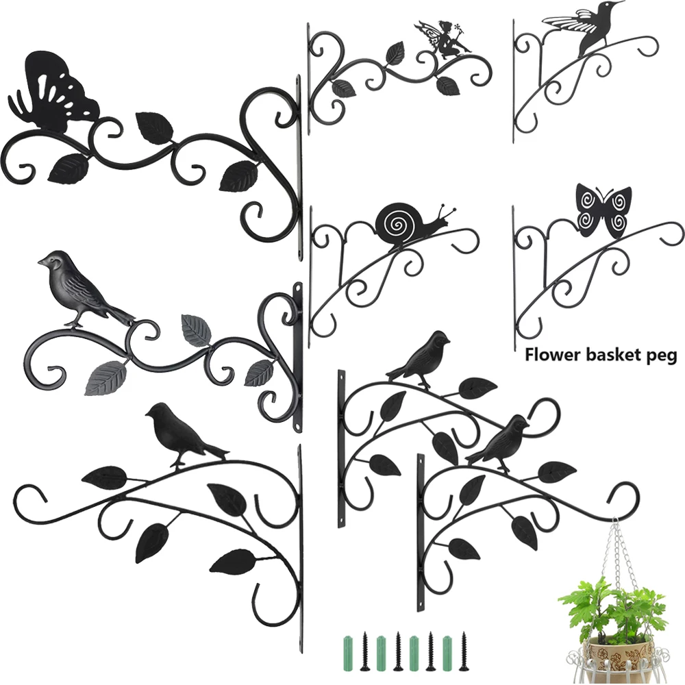 Pflanzen halterungen hängen Blumentopf Korb Blumen korb halter rustikalen Stil Metall halterung Kleiderbügel breite Basis wetterfest für Pflanze Image