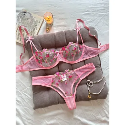 Nacht schöne sexy Frauen 2-teilige Blumenstickerei Unterwäsche Sexy erotische Dessous Unterwäsche Image