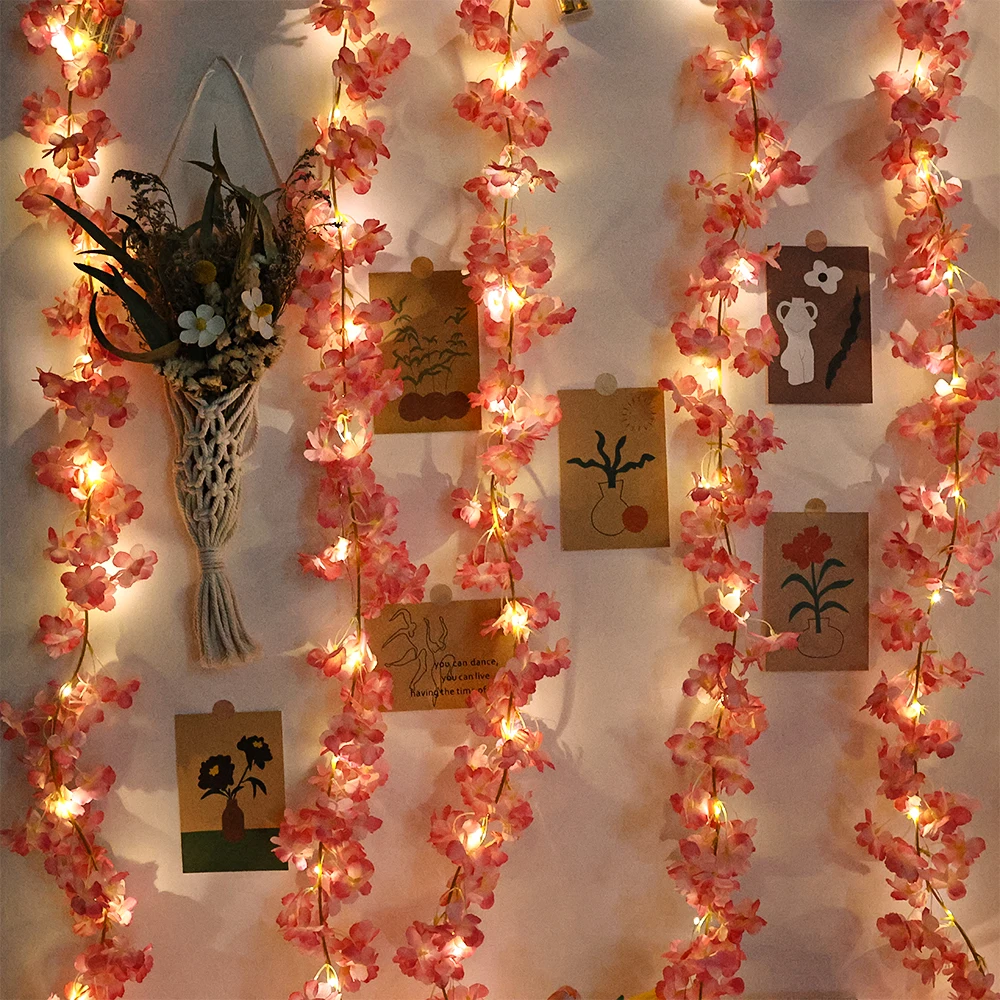 1pc Kirschblüte führte Lichterketten, charmante Kirschblüte gefälschte Rebe, perfekte Kirschblüten dekoration für Schlafzimmer Image