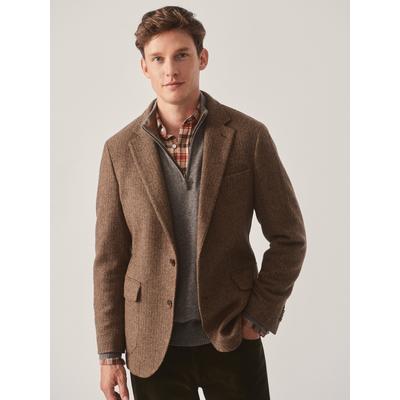 J.McLaughlin Men's McCown Wool Sport Coat in Herringbone Beige/Brown, Size 44