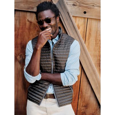 J.McLaughlin Men's Traveler Quilted Vest Dark Olive, Size XL | Nylon