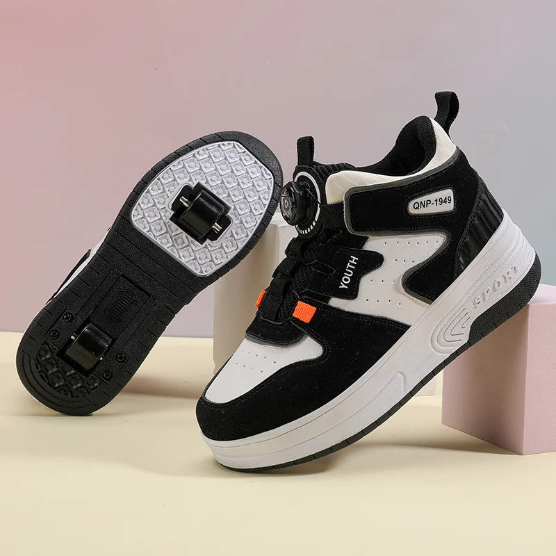 Kinder Junior Rollschuhschuhe Kinder Turnschuhe mit zwei Jungen Mädchen Rollen Schuhe Laufen Erwachsene Casual Jungen Schuhe Größe 31-42 Image