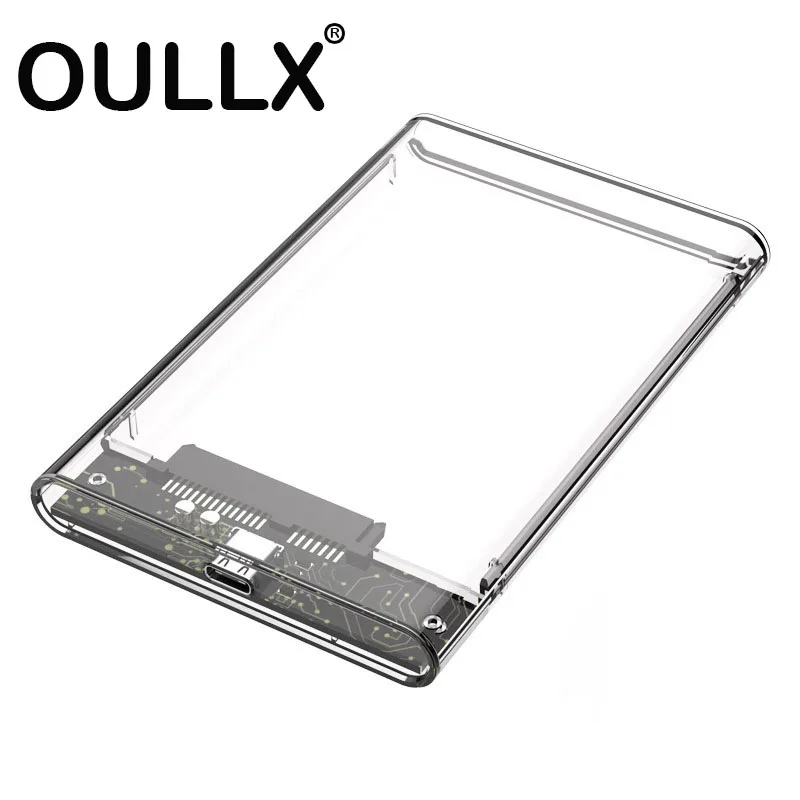 Oullx typ c usb 3,0 2,5 zoll hdd fall transparent sata adapter festplatten gehäuse für ssd disk box hd externes hdd gehäuse Image