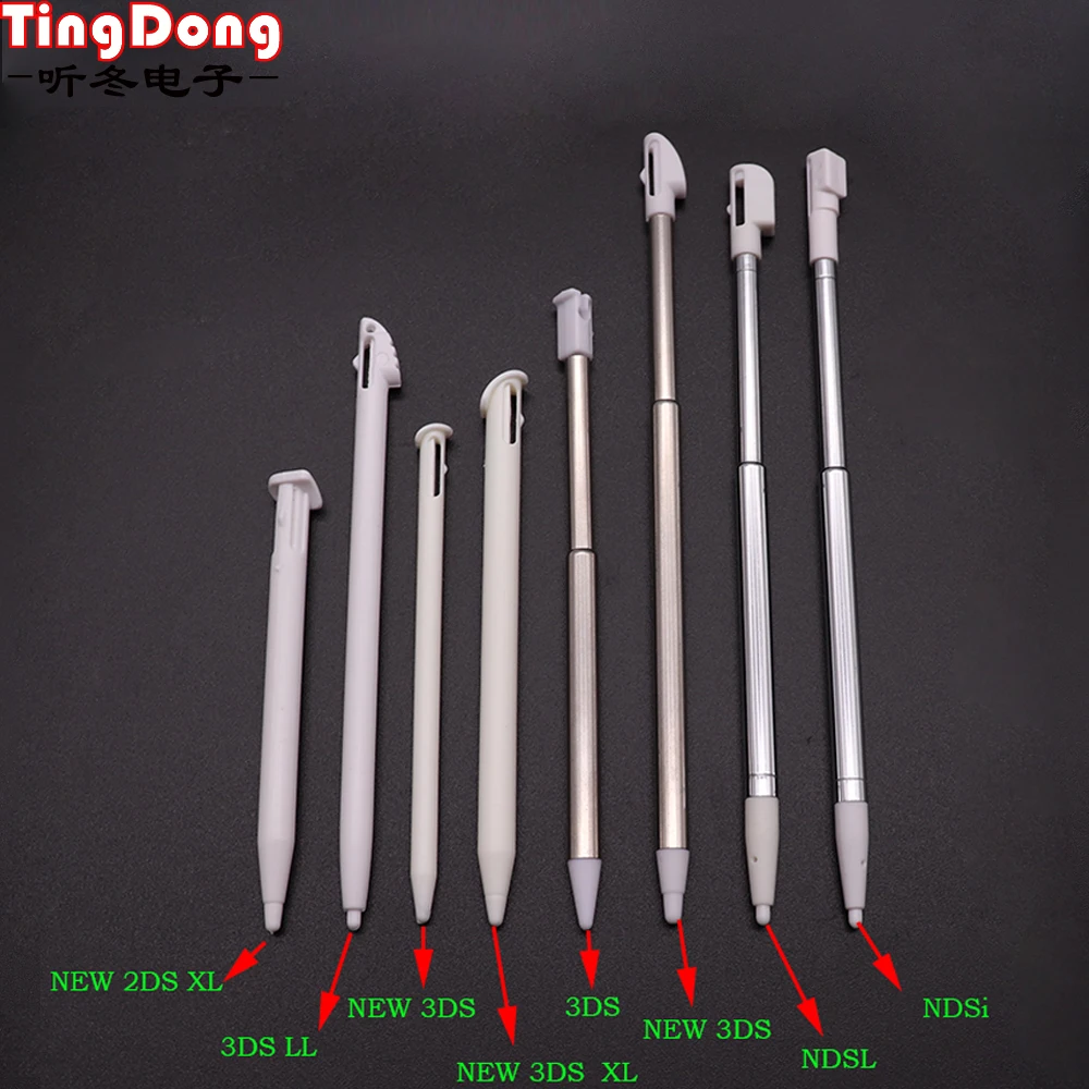 1 stücke Weiß Kunststoff Stylus Touchscreen Metall Teleskop Stylus Stift für 2DS 3DS Neue 2DS LL XL Neue 3DS XL LL Für NDSL NDSi NDS Image