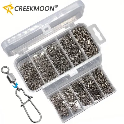 95/210 PCS Set Fishing Connector Gear Kit 2-10# Stainless Steel Pin Bearing Rolling Swivel Snap For