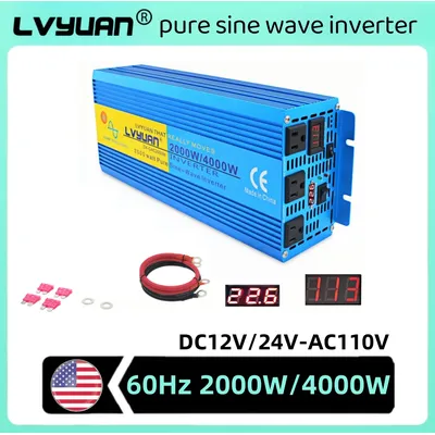 2000W/4000W pure sine wave inverter DC12V/24V-AC110V outdoor caravans powerful DC-AC converter US