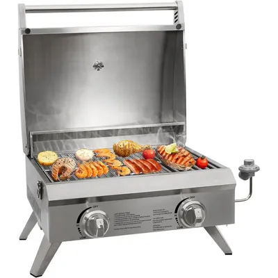 20 in Portable Tabletop Gas Grill, 20,000 BTU Propane Gas Grill, Stainless Steel Table Top Camping