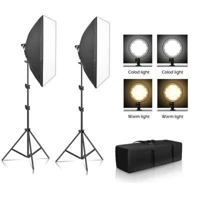 Softbox Light Photography Kit 2 Pack Photo 2M Tripiod Soft Box Light Led 45W 3800-5500K Photo Studio