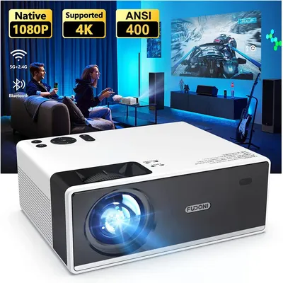 outdoor Projector with WiFi Bluetooth 5G WiFi 4K Native 1080P Full HD10000L Portable Projector 50%