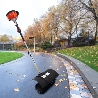 Upgraded Gas Power Broom Sweeper 52CC 2.5HP Sweeping Broom Walk-Behind Outdoor Hand Push Sweeper for