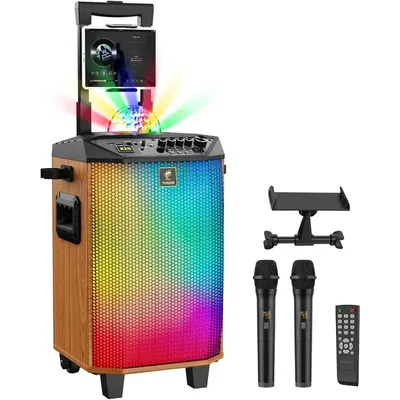 Karaoke Machine for Adults, TONOR Portable Bluetooth Speaker with 2 Wireless Microphones, Cordless